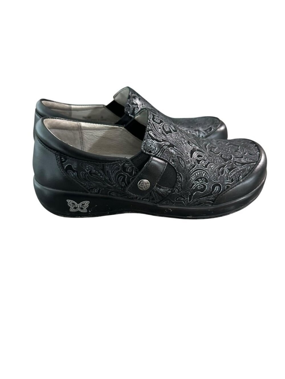 Alegria Women’s Keli Leather Slip On Shoes EU 38 US Size 7-7.5 Comfort Black